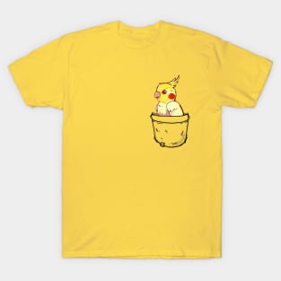 Pocket Cute Yellow Cockatiel Bird T-Shirt